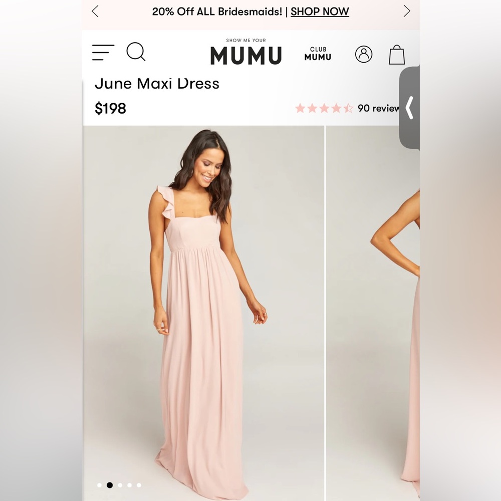 Show me your mumu small bridesmaid dress dusty blush crisp